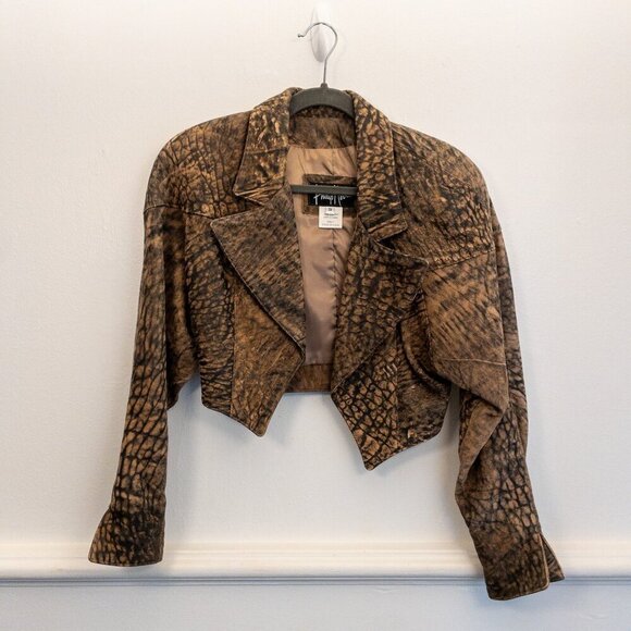 Philip Noel 100% Genuine Leather Cropped Jacket & Skirt Set - Picture 6 of 11